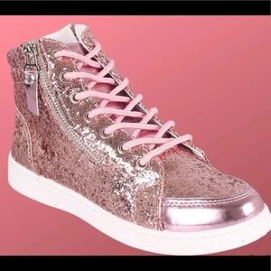 EUC Forever Pink Glitter High Top Sneakers SZ 7